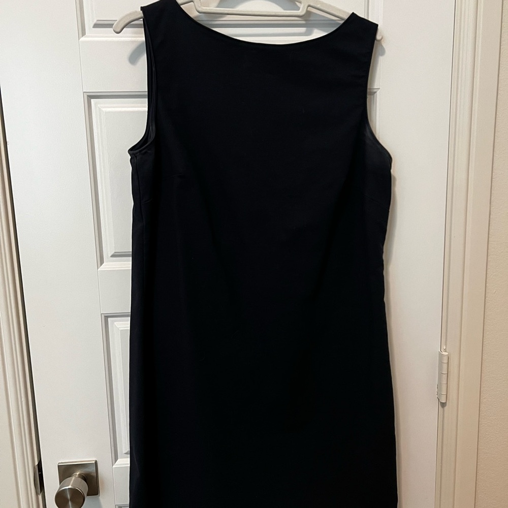 Ann Taylor Navy Sleeveless Dress with Scallop Edge